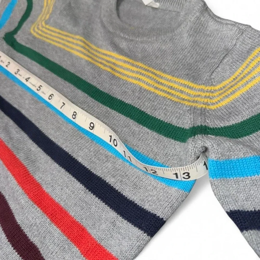 BABY GAP BOYS 4 YEARS GRAY‎ W/COLORFUL STRIPES CREWNECK SWEATER